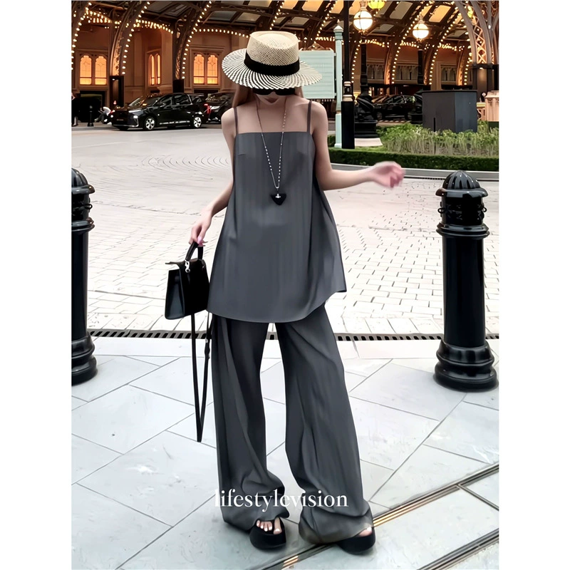Classic suit jacket, set, top with cups sleevless, loose fit