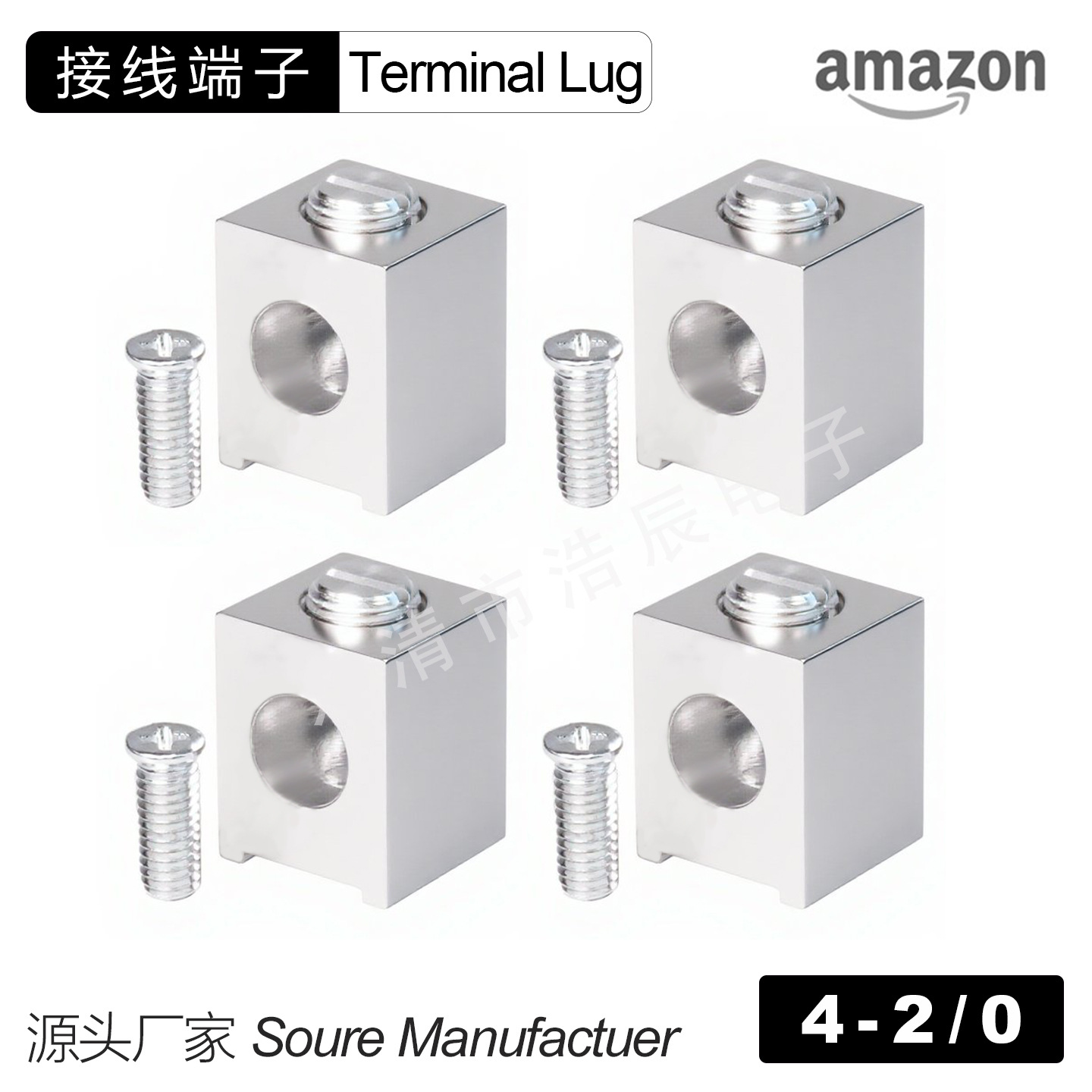 跨境货源亚马逊快接端子TerminalLug4-2/0免压鼻子断路器接地端子