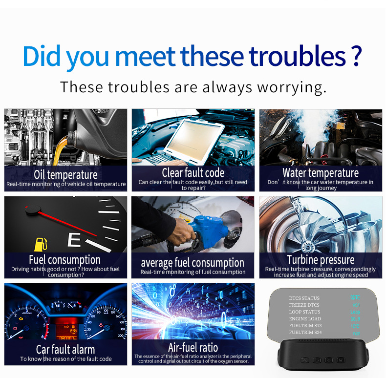 Car HUD Head-Up Display GPS Overspeed Alarm Mileage Statistics Head-Up Display High-Definition Multifunctional Instrument
