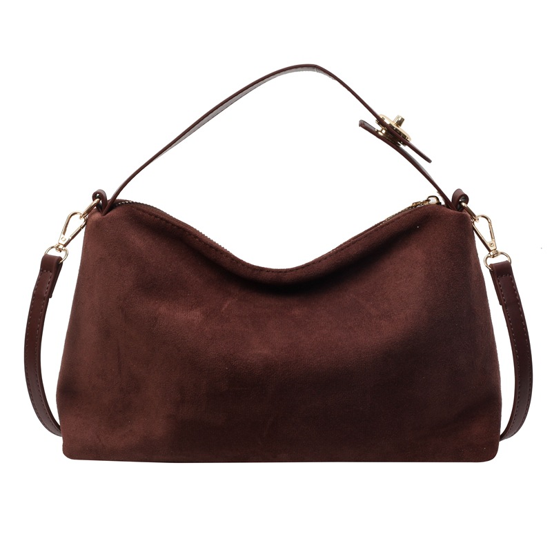 Autumn/Winter Versatile Matte Faux Suede Bag 2025 New Arrival Luxury Vintage Fashion Shoulder & Crossbody Bag For Women - Thumbnail 5