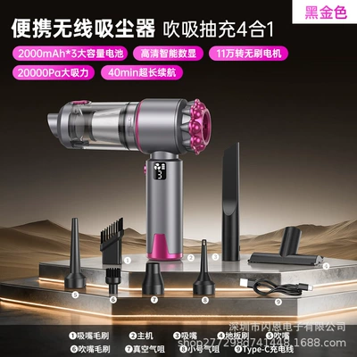 New 4-in-1 Car Brushless Vacuum Cleaner with Tozsoranlar - 146-gray-pink-brushless-upgraded-model-with-digital-display