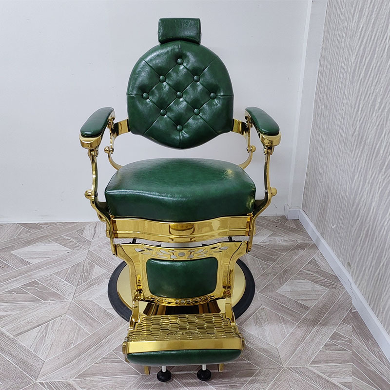 Silla de peluquería invertible semi-reclinable Fanjie Silla de corte de pelo verde retro Silla de peluquería de alta gama dedicada a la industria pesada para la peluquería image 3