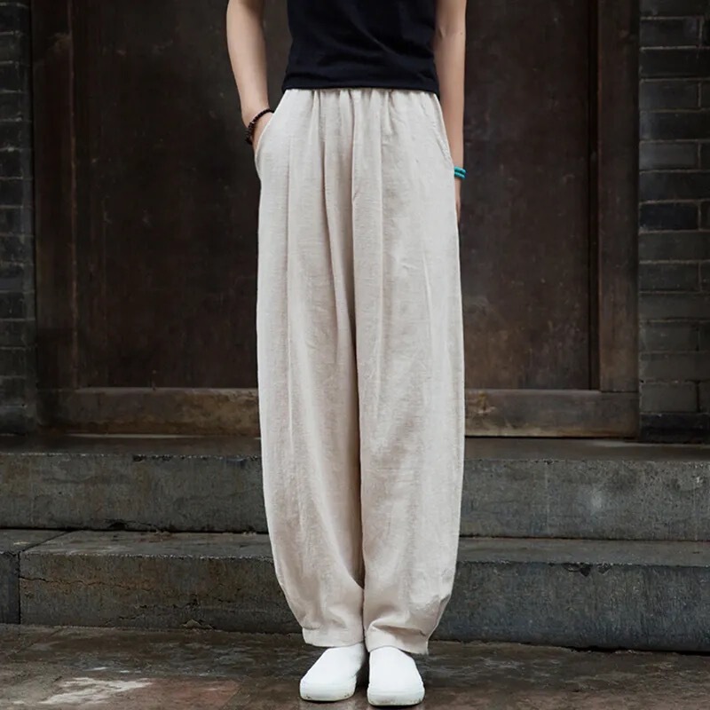 2026 Spring/Summer New Cotton-Linen Loose Slimming Casual Long Pants for Women High-End Linen Lantern Pants Tai Chi Pants High Waist for Women 2026 Spring/Summer New Cotton-Linen Loose Slimming Casual Long Pants for Women High-End Linen Lantern Pants Tai Chi Pants High Waist for Women