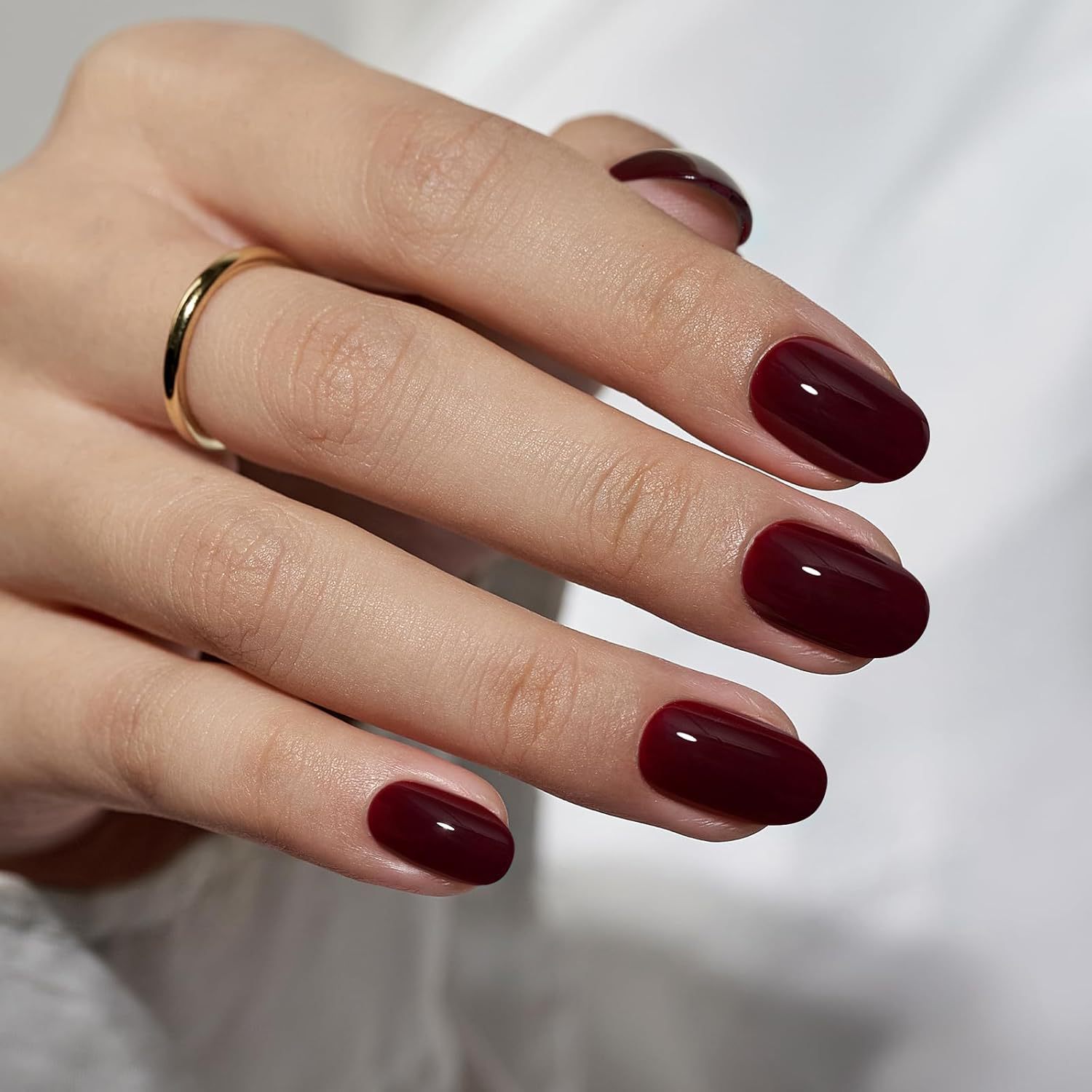 Uñas Postizas Ovaladas de 24 Piezas, Color Sólido, Simple, para Mujeres