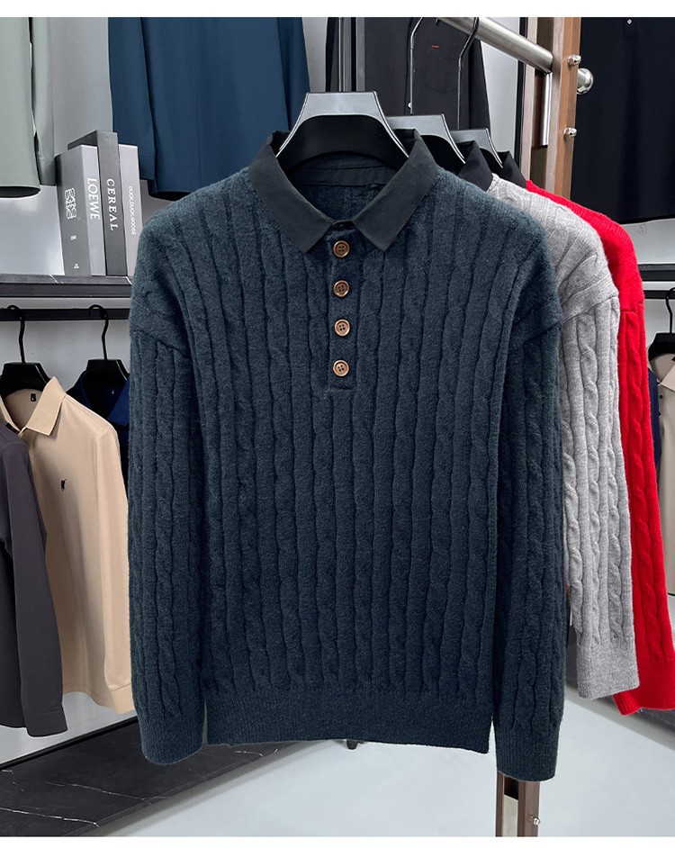 Suéter de hombre de torsión transfronterizo hombre de cuello medio alto delgado overhead casual otoño y invierno nueva moda de ropa de hombre camiseta de punto
