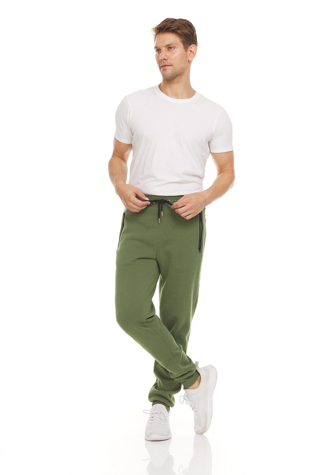 Pantalones deportivos para hombres de Amazon Pantalones de terciopelo casuales delgados con cremallera, pantalones de color sólido, pantalones para correr