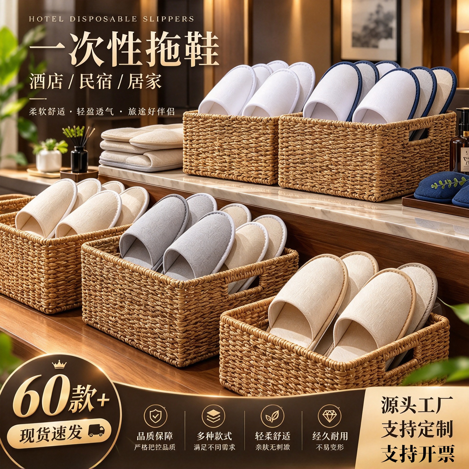 Hotel Hotel B & B Disposable Slippers Beauty Salon Club Home Room Supplies Thickened Non-slip Slippers Wholesale