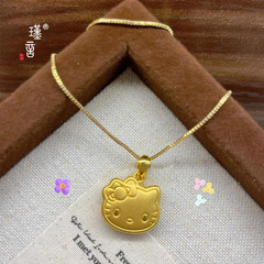 Puzuo ゴールドストアと同じスタイルのサンドゴールド DIY アクセサリー ハローキティ ペンダント ネックレス 女性用、かわいい、ガールフレンド用