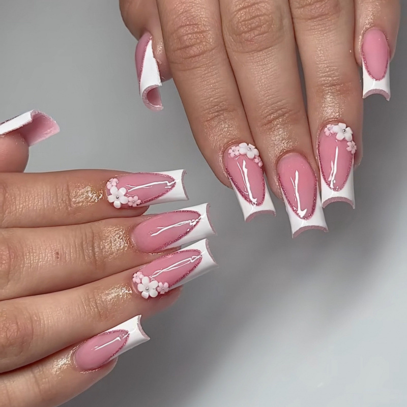 Foreign Trade 24-Piece Detachable Nail Patch Ultra-Thin Full French Breathable Boxed Waterproof Short Style