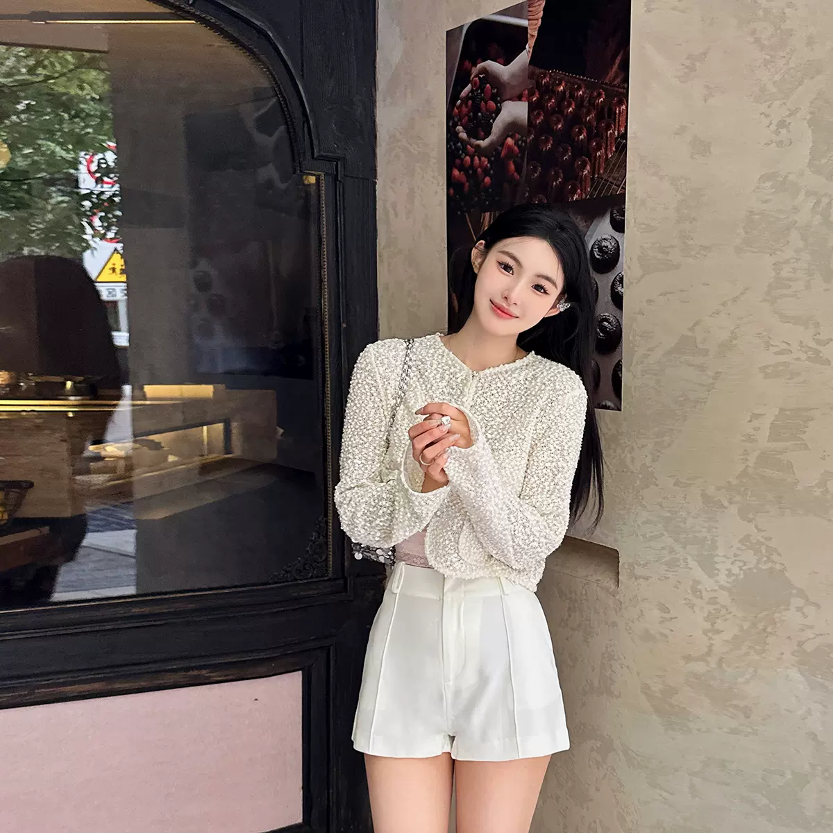 休闲甜 百搭短裤 显瘦高腰裤女小个子直筒西装裤夏季