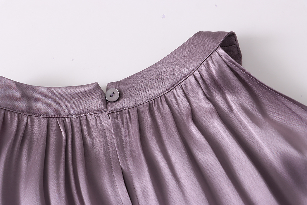 French Draping Satin Rayon A Line Vest Skirt Two Piece Suit