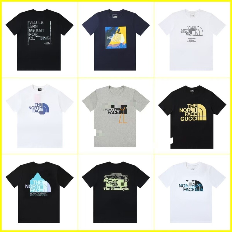 Nt North Face 230g Cotton Loose T-Shirt Unisex Couple Trendy Printed Loose Fit