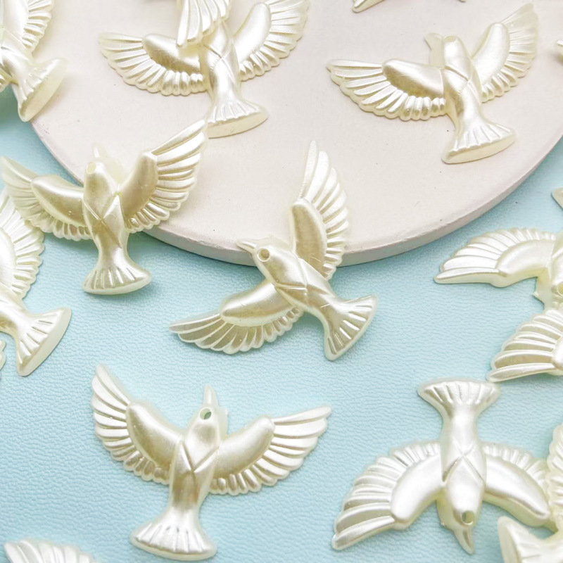 Peace Dove Imitation Pearl Accessories with Holes, Nail Art Resin Phone Case Decoration Stickers, Direct Supply from the Source Factory
