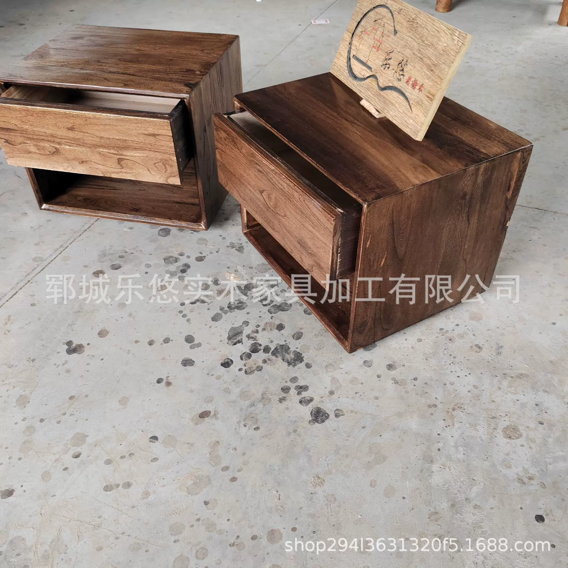 老榆木简易床头柜现代简约风收纳柜卧室床头储物柜床头矮柜整理柜