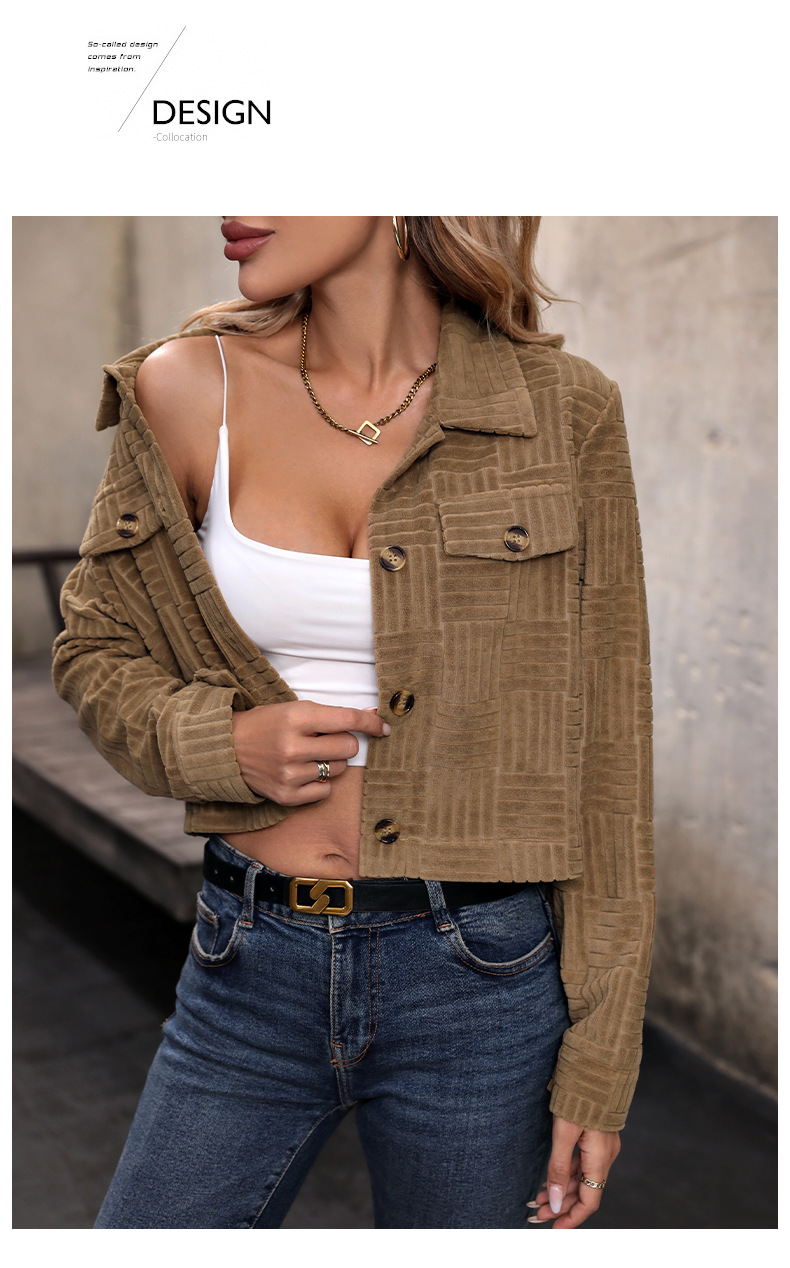autumn new women's corduroy solid color clothing jacket_voghion.com