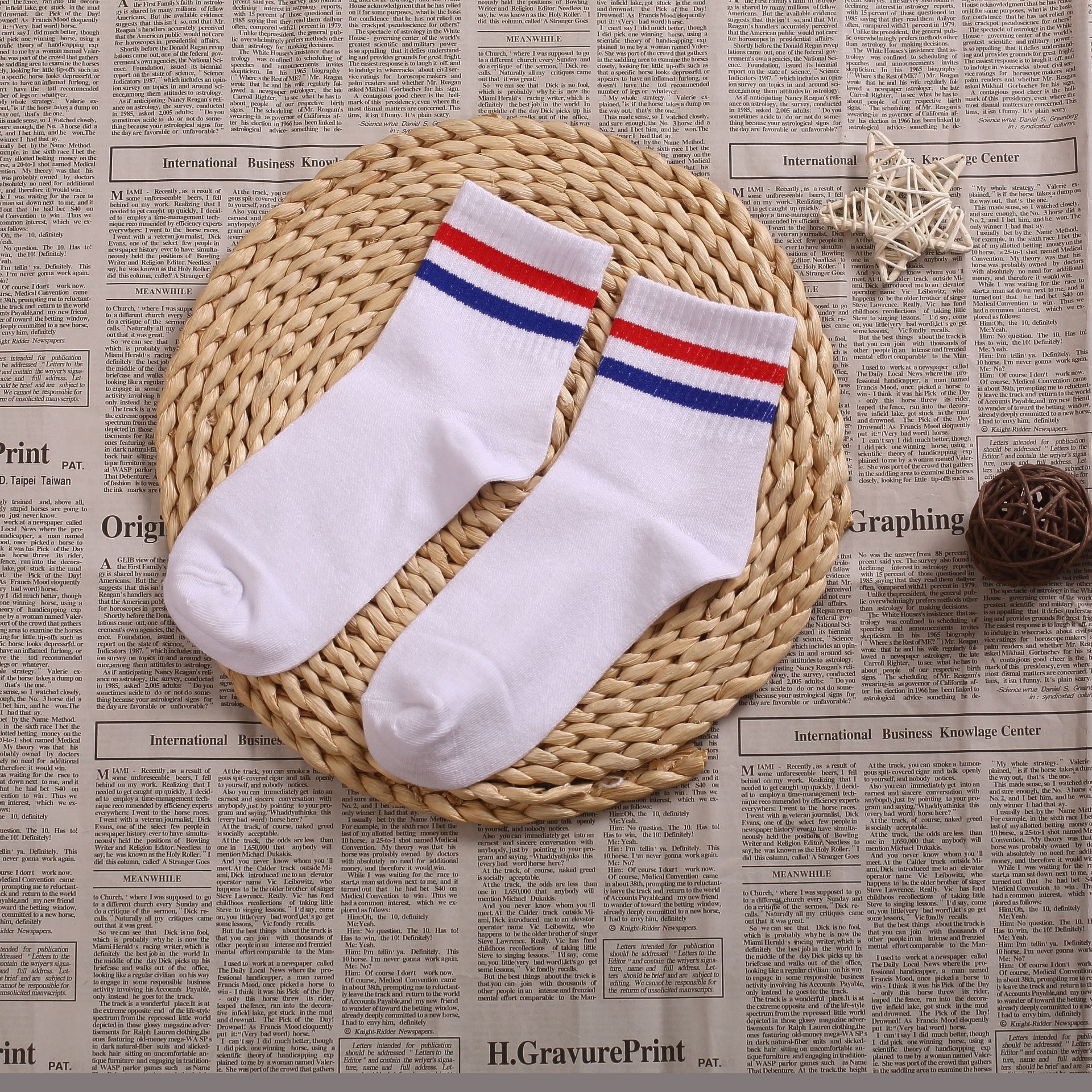 White Stockings, Black Stockings, White Short Socks