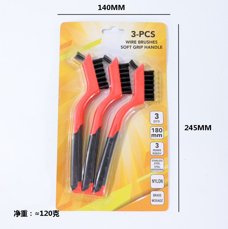 Nueve caballos 3PC traje de doble cabeza cepillo de alambre de acero inoxidable cepillo de alambre de cobre cepillo de limpieza Wenwan cepillo de eliminación de óxido
