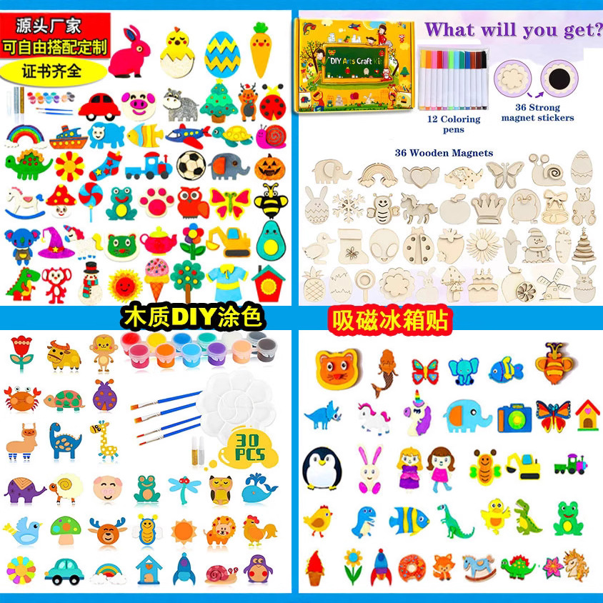 Imanes de Refrigerador Magnéticos, Manualidades para Niños, Regalos de Pintura Hechos a Mano, Imanes de Refrigerador de Madera Estéreo Magnéticos Suaves, Imán de Madera