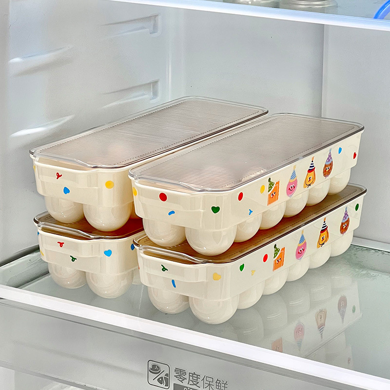 Cream Style Egg Carton Refrigerator Fresh Storage Box Egg Tray Egg Rack Kitchen Food Egg Storage Egg Carton