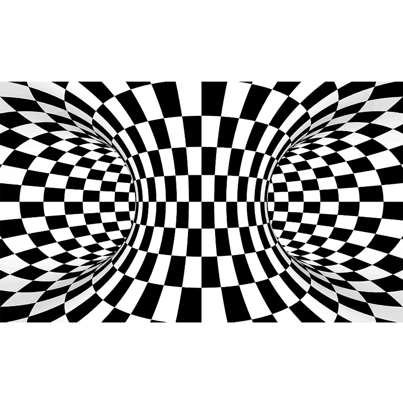 Tapis illusion 3d pour salon et chambre noir et blanc moderne_voghion.com