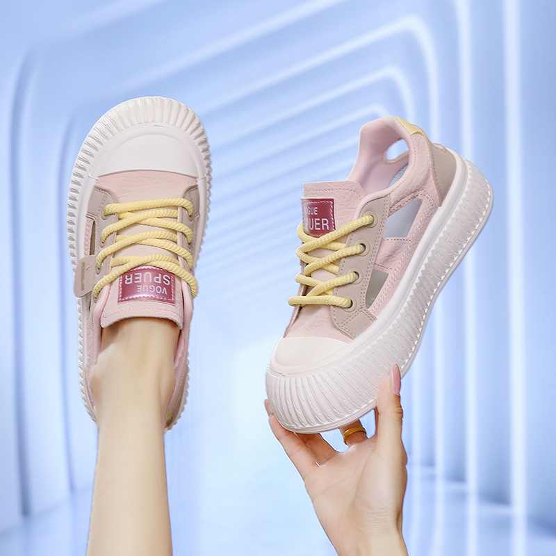 Women's Shoes Summer Breathable Cut Out Thick-Soled Sneakers 2025 New Casual Sports Preppy Style Ugly Big-Toe Clogs