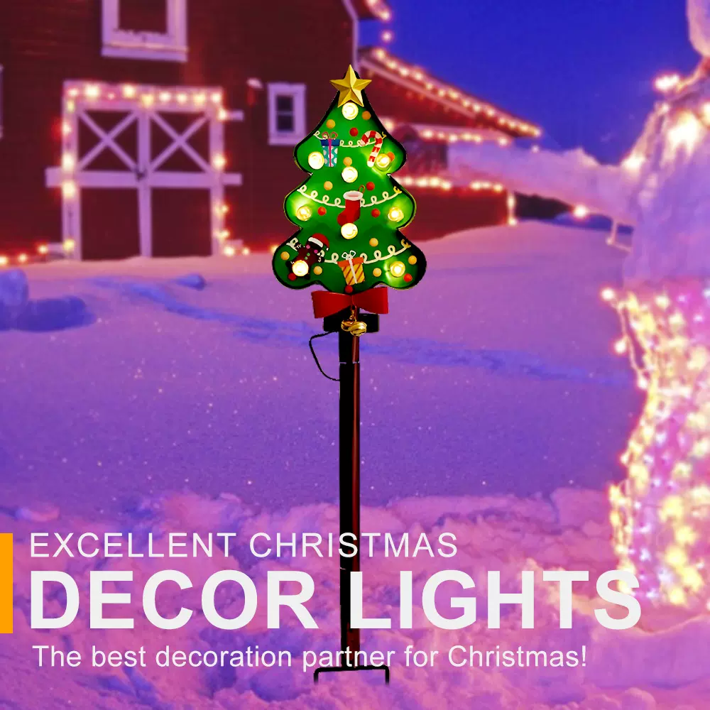 跨境temu圣诞节日装扮氛围灯户外太阳能草坪灯铁艺地插庭院花园灯