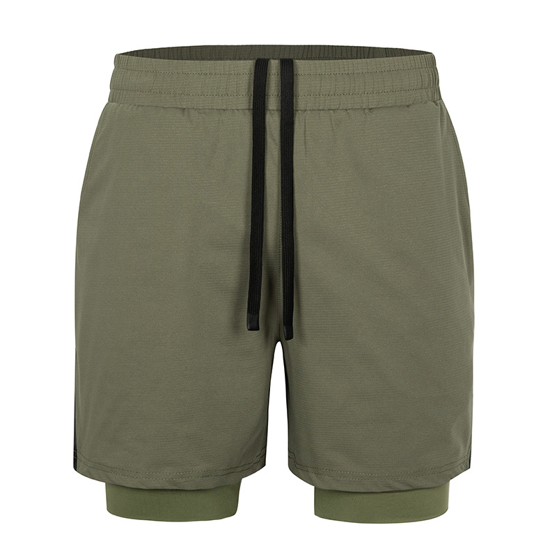 Crazy Muscle Two-in - One Pantalones cortos deportivos para hombres entrenamiento de correr acondicionamiento físico rápido secado pantalones deportivos de cuadrados pequeños para hombres verano