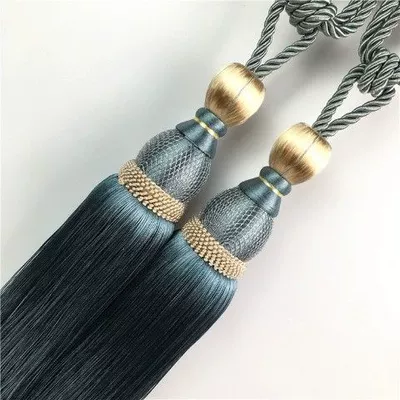 Curtain Decoration Tassel, Trailer rope/net/strap - light-blue-pair-send-small-hook