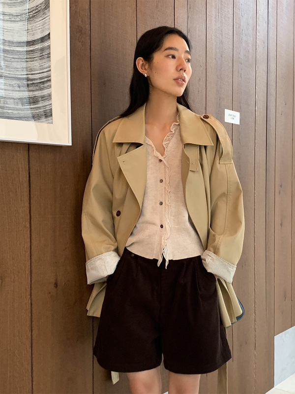 MOXI十三行女装2025秋季新款韩版立领外套小个子中长款风衣外套女|undefined