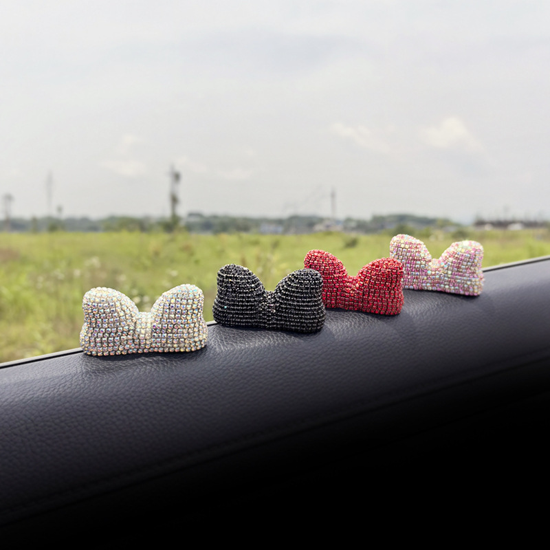 Car center console cute diamond bow Mickey Minnie accessories instrument panel decoration DYI material women