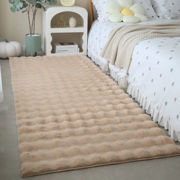 Camel Upgraded Rabbit Fur Bubble Velvet