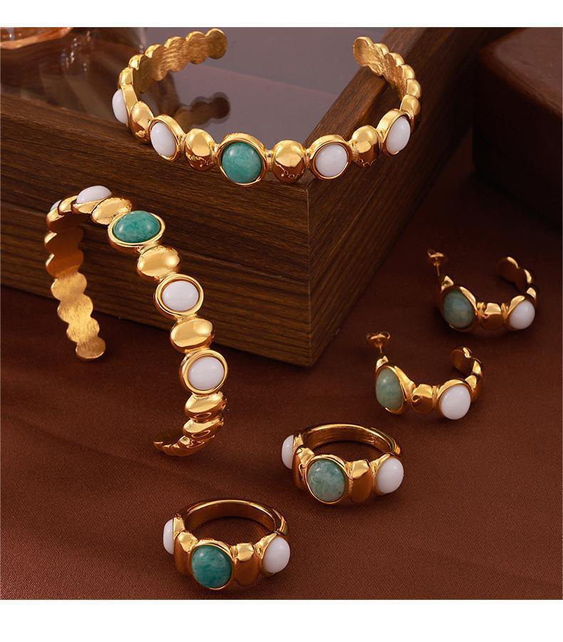 Simple Style Geometric Natural Stone Titanium Steel Jewelry Set In Bulk display picture 8