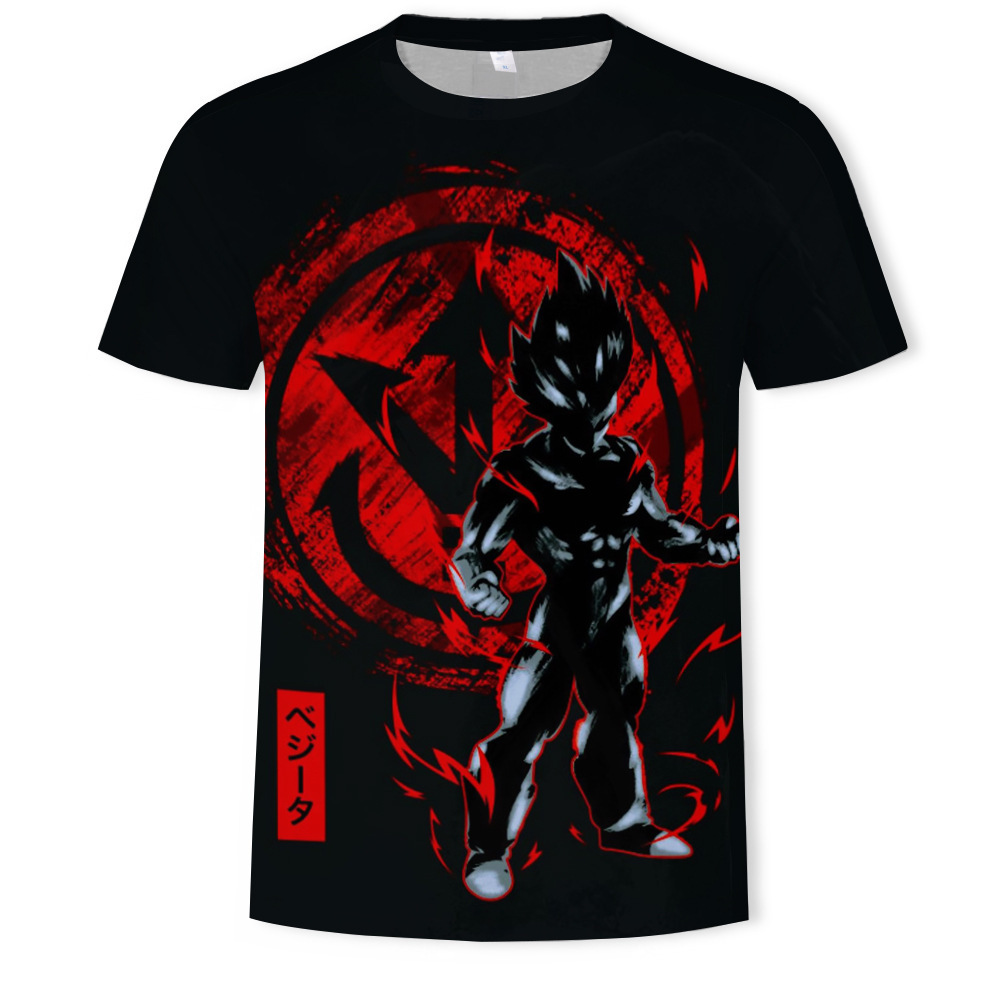 Nuevo producto AliExpress estilo explosivo tendencia super fuego anime serie Dragon Ball camiseta hombre impresión digital 3D dibujos animados europeos y americanos