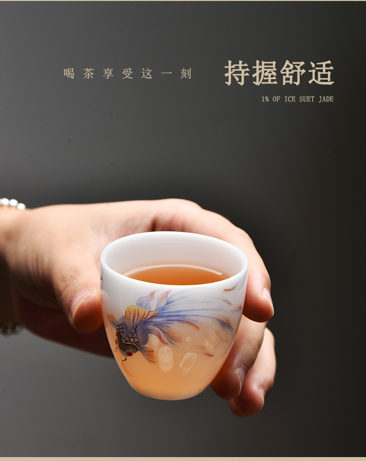 轻奢冰种玉瓷素烧羊脂玉白瓷茶具套装功夫茶杯如鱼得水盖碗包邮详情12