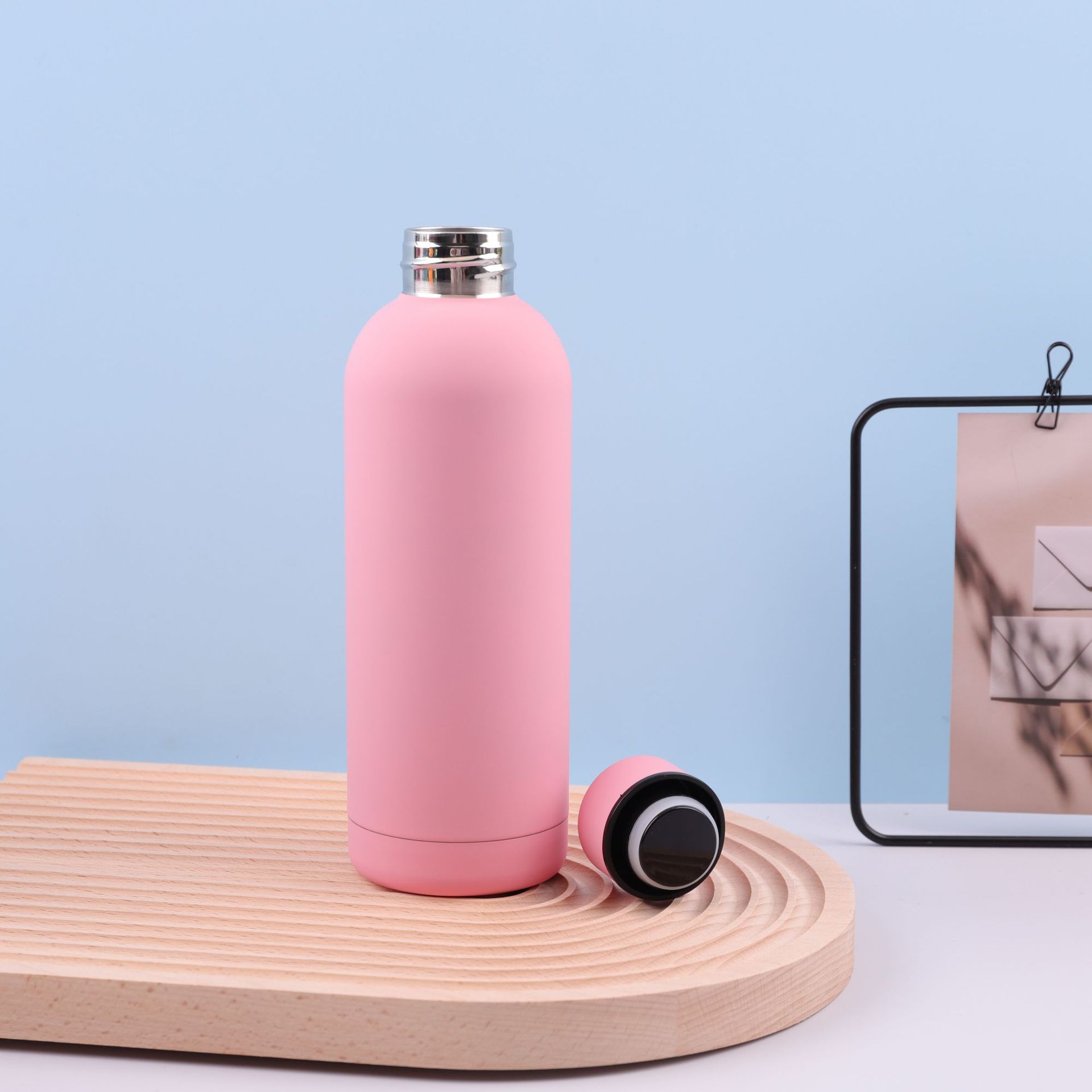 Nueva taza esmerilada 304 Acero inoxidable pequeña boca botella ventosa al aire libre deportes americanos gran capacidad taza de agua pintura botella de agua