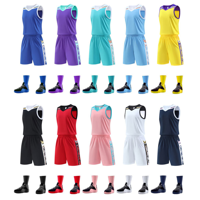2025 new basketball uniform suit men's quick-drying breathable quarterpants basketball uniform school team game uniform children's adult