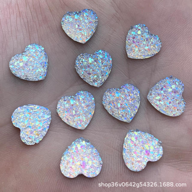 AB amor corazón mineral de cristal racimo melocotón corazón pendientes ropa DIY accesorios de decoración de resina ventas directas de la fábrica