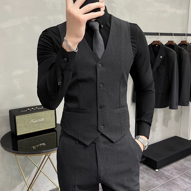 Suit Vest suit Men's Wedding Best Man Group Dress Business Casual plus size Work Clothes Vest Business Wear Suit Vest suit Men's Wedding Best Man Group Dress Business Casual plus size Work Clothes Vest Business Wear