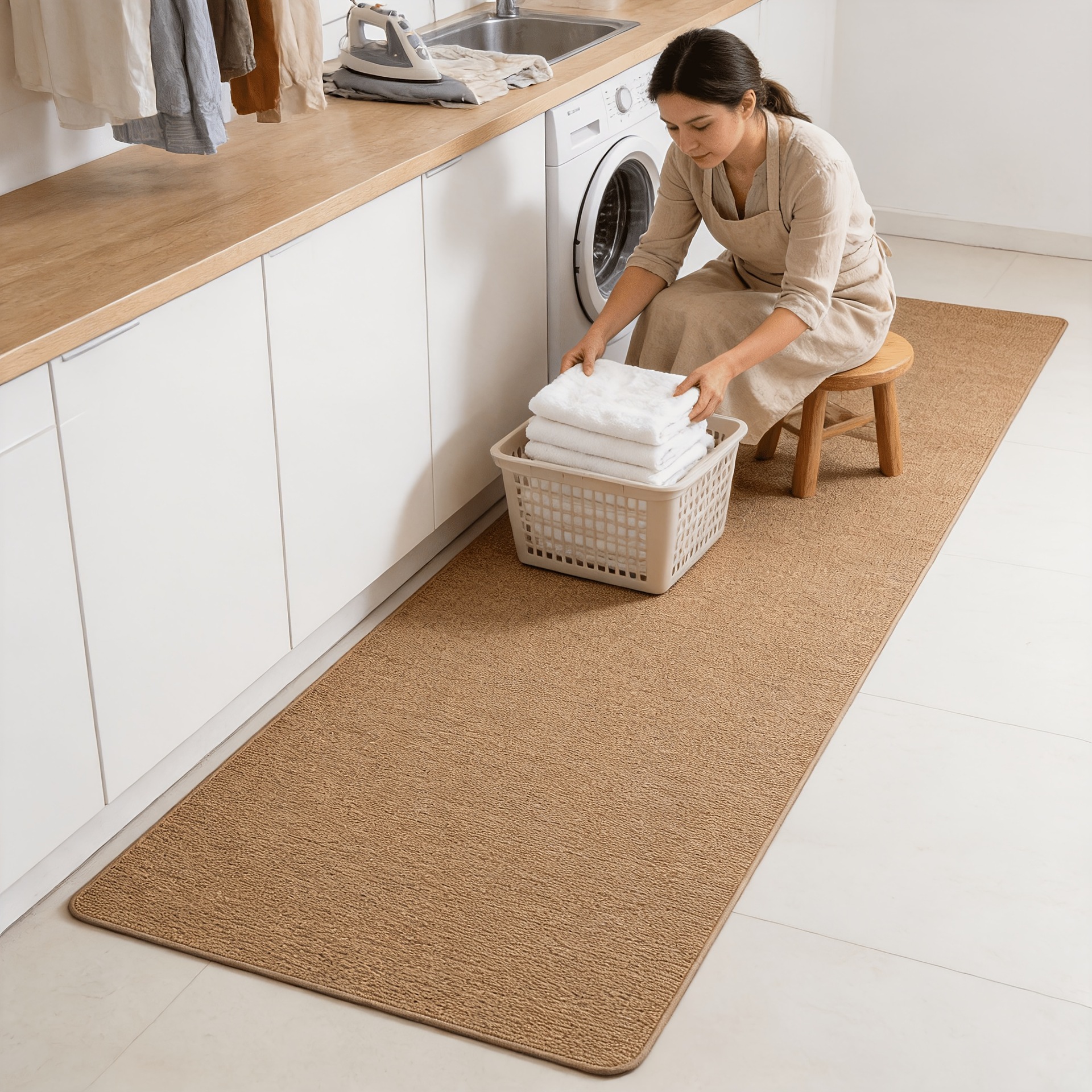 simple imitación de seda cocina almohadilla de suelo doméstica desgaste resistente a los pies antideslizantes recorte resistente a la suciedad fácil de cuidar almohadilla de suelo de la puerta image 1