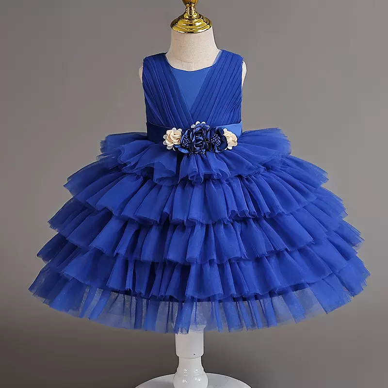 外贸新款蓬蓬纱儿童礼服蛋糕公主裙女宝周岁生日连衣裙kids dress