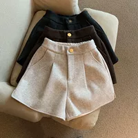 Демисезонные solid woolen шорты, ботинки для отдыха, брюки, высокая талия, свободный прямой крой