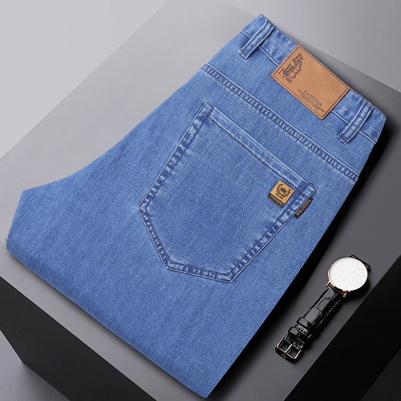 2022 Summer Ultra-thin Tencel Jeans Men's Loose Straight Light Blue Thin Comfortable All-match Jeans for Men