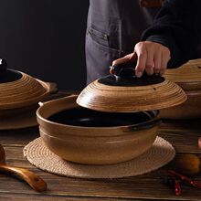 复古粗陶砂锅炖锅家用耐高温干烧不裂煲汤煲仔饭商用沙锅燃气灶用