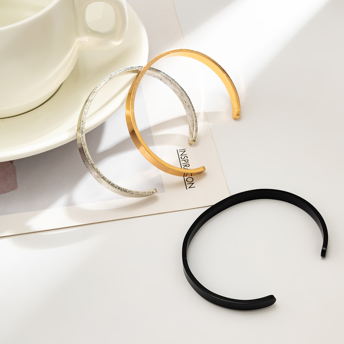 Simple Style Solid Color Iron Plating Bangle