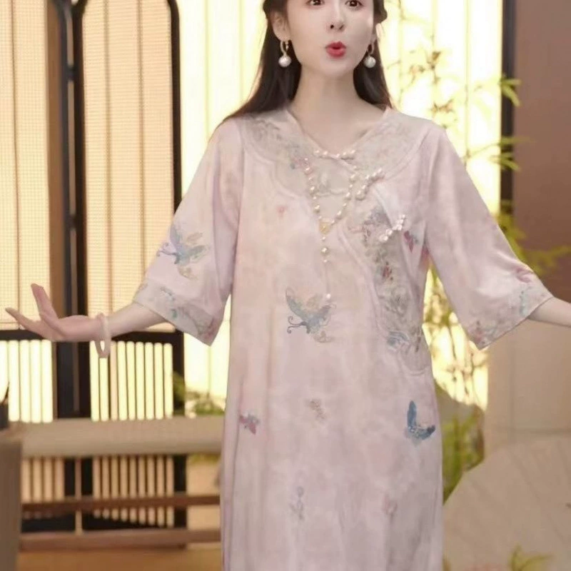 Летнее платье в китайском стиле 2025, этническая юбка в китайском стиле, новая мода