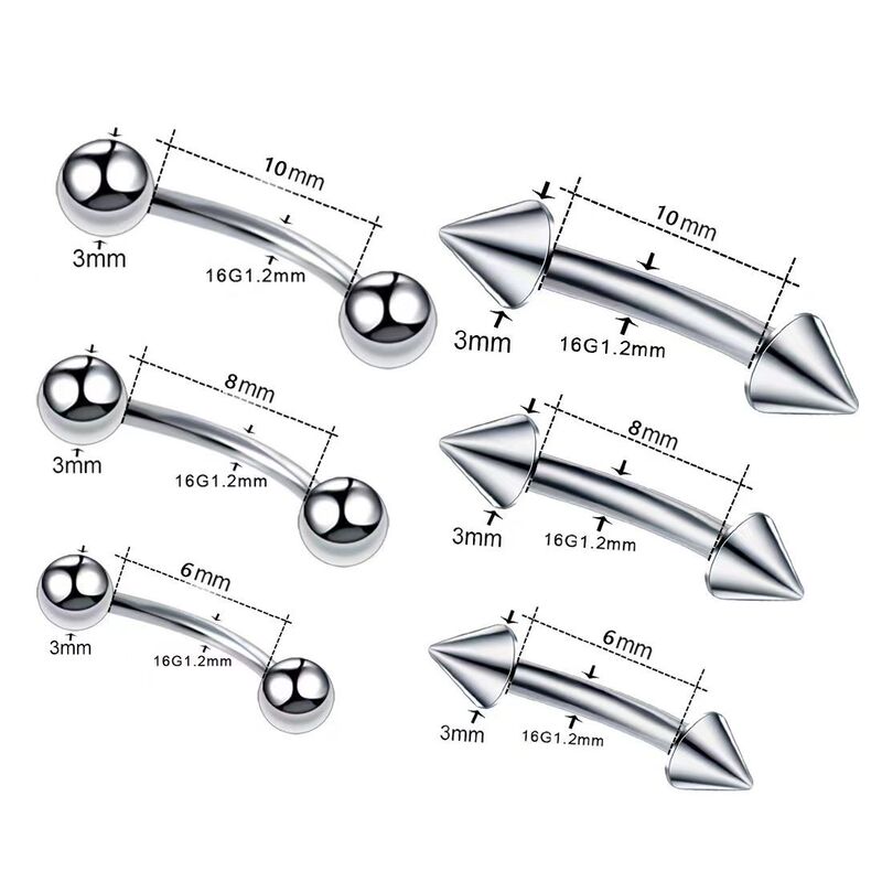 Cross-Border Body Piercing Curved Rod Eyebrow Studs and Ear Studs Multifunctional Factory Direct Sale
