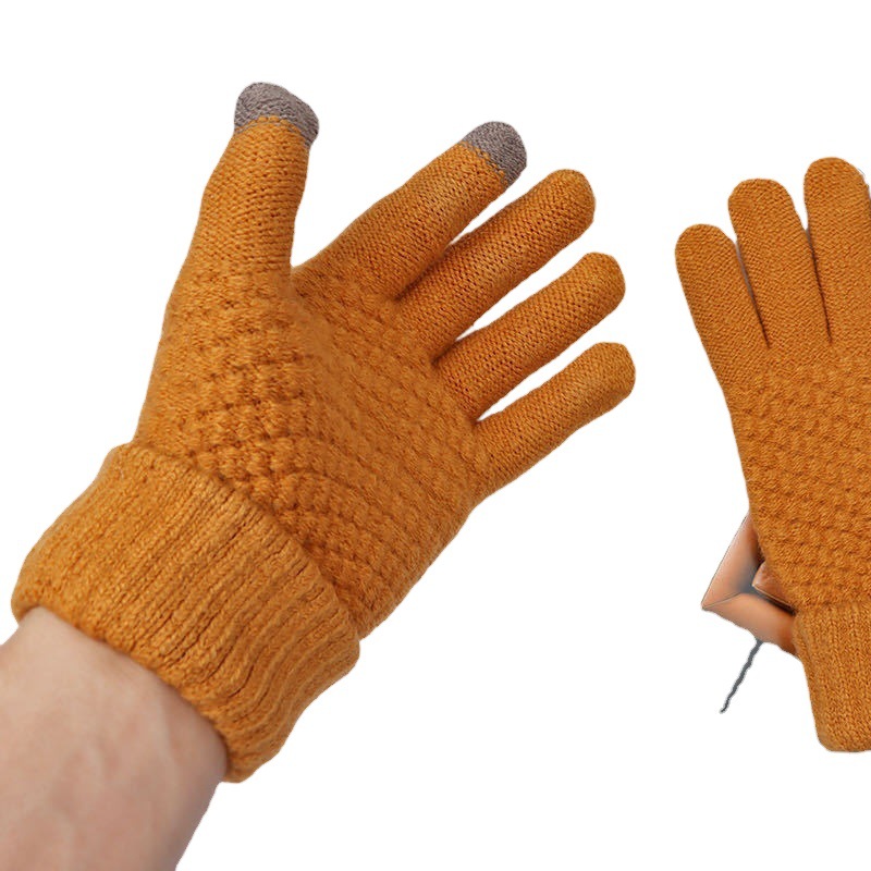 Directo de fábrica Otoño e Invierno guantes de punto jacquard estudiante pantalla táctil forrada de lana engrosada pareja cálida moda jugar teléfono móvil