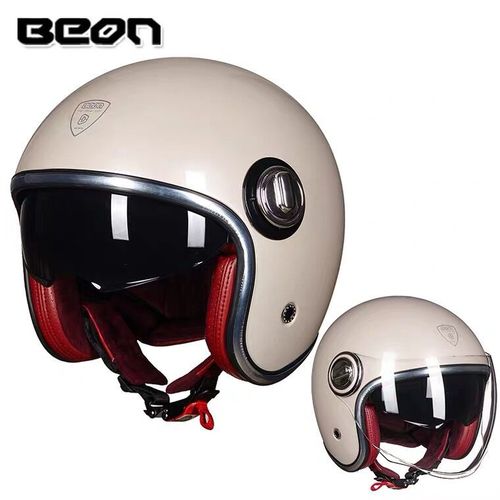 BEON Retro Helmet for Men and Women, Four-Season Motorcycle, Harley Half Helmet, Dual Lens Electric Bike Safety Hat, Summer Sun Protection
