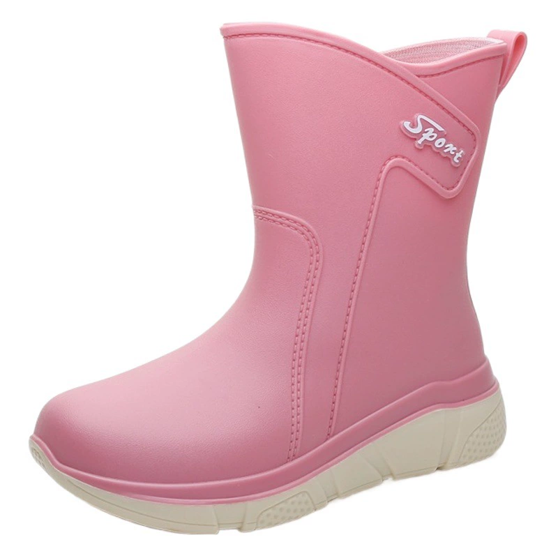 Модные резиновые сапоги через границу, женские резиновые сапоги средней длины, нескользящая верхняя Резиновая обувь на толстой подошве, водонепроницаемая Уличная обувь для рыбалки, автомойки, Водная обувь для женщин