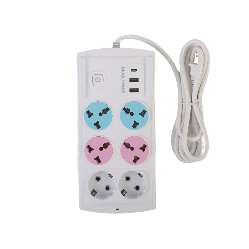 Comercio exterior placa de enchufe estándar británico estándar europeo estándar americano blanco negro con orificio europeo interruptor general 2USB + 1Type-C neutral